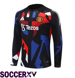 Manchester United Training Sweatshirt Black Red 2024/2025