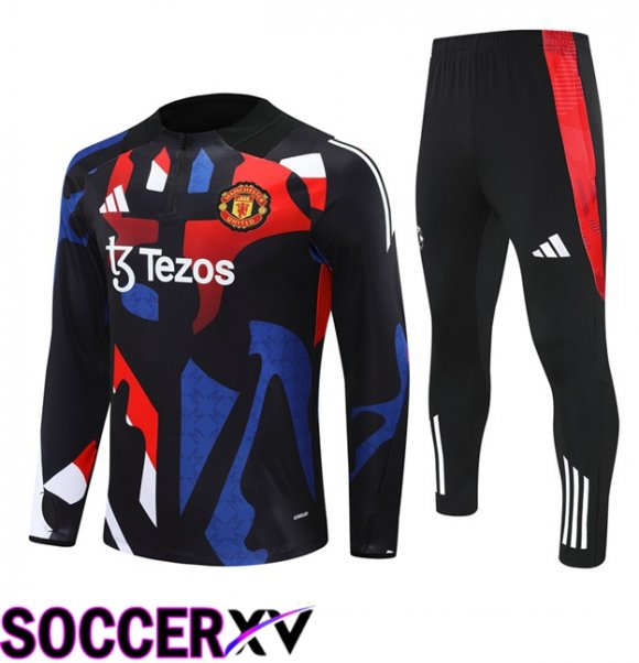 Manchester United kit Training Tracksuit Black Red 2024/2025