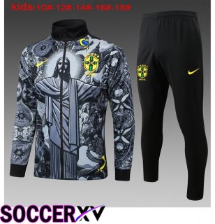 Brazil Kids kit Training Jacket Suit Black 2024/2025