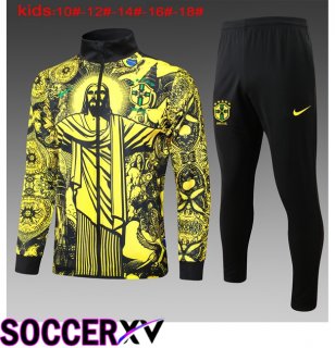Brazil Kids kit Training Jacket Suit Yellow 2024/2025