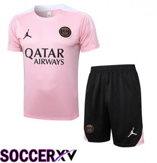 Paris PSG kit Training T Shirt + Shorts Pink 2024/2025