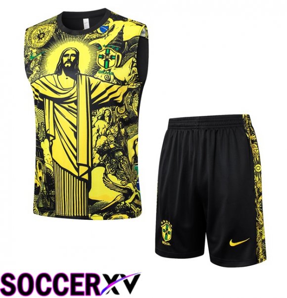 Brazil Gilet Soccer + Shorts Yellow 2024/2025