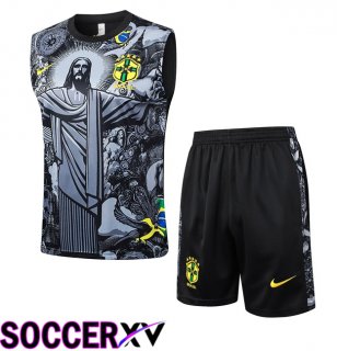Brazil Gilet Soccer + Shorts Black 2024/2025