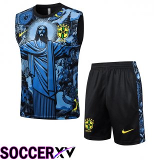 Brazil Gilet Soccer + Shorts Blue 2024/2025