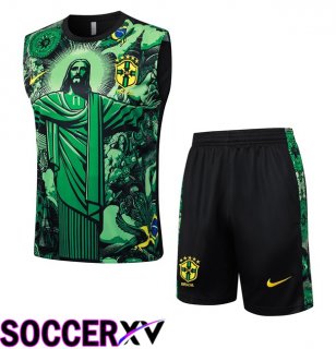 Brazil Gilet Soccer + Shorts Green 2024/2025