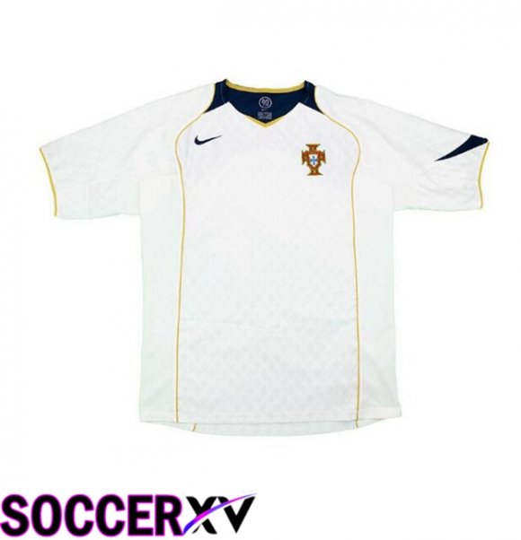 Portugal Retro Away Soccer Jersey White 2004