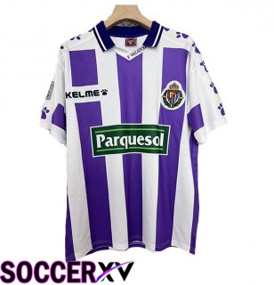 Real Valladolid Retro Home Soccer Jersey White Purple 1995-1996