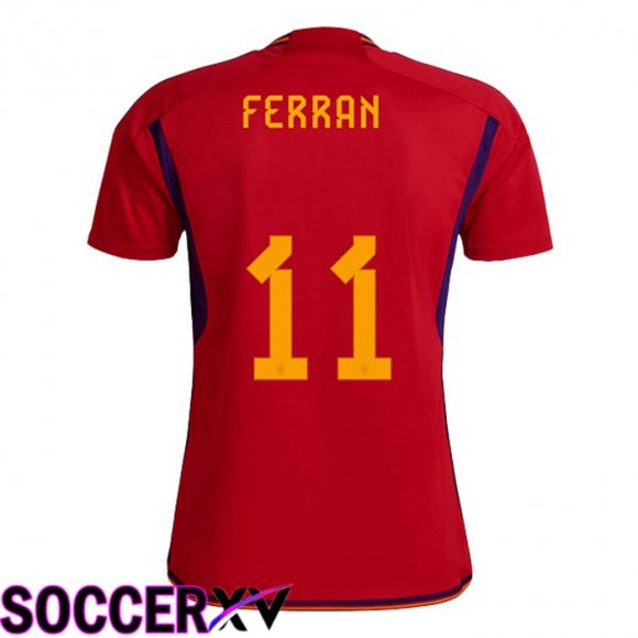 Spain (FERRAN 11) Home Jersey Red World Cup 2022