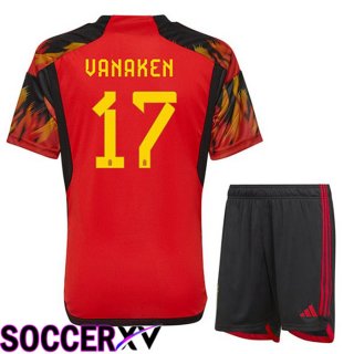 Belgium (VANAKEN 17) Kids Home Jersey Red World Cup 2022