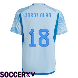 Spain (JORDI ALBA 18) Away Jersey Blue White 2023/2023