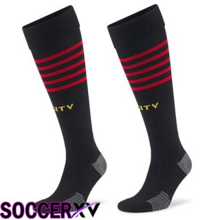Manchester City Soccer Socks Away Red Black 2022/2023