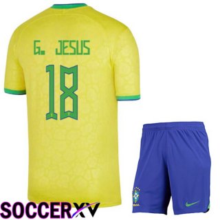 Brazil (G. JESUS 18) Kids Home Jersey Yellow 2023/2023