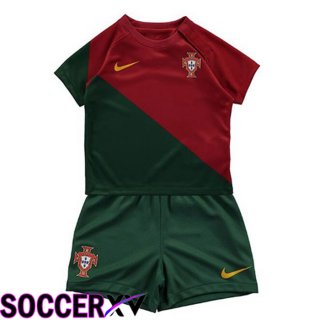 Portugal Kids Home Jersey Red Green World Cup 2022