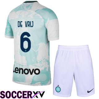 Inter Milan (De Vrij 6) Kids Away Jersey 2022/2023
