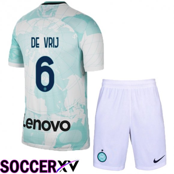 Inter Milan (De Vrij 6) Kids Away Jersey 2022/2023
